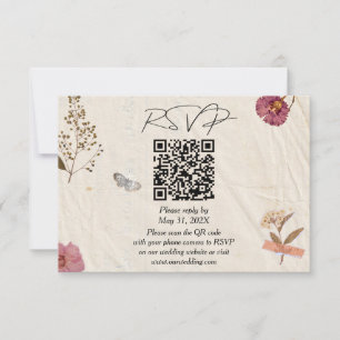 Cartons Réponse Shabby Chic Mariage Pressé Fleurs