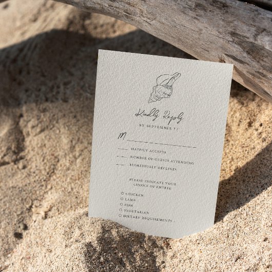 Cartons Réponse Shell Modern Beach Ocean Destination Mariage