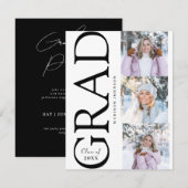 Cartons Réponse Side Typography Graduation 2026 3 Photo Party (Devant / Derrière)