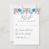 Cartons Réponse Silver Blue Snowflakes Mariage d'hiver (Devant)
