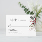 Cartons Réponse Silver Red hiver Noël Floral Mariage (Debout devant)