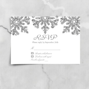 Cartons Réponse Silver Snowflakes Mariage d'hiver
