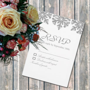 Cartons Réponse Silver Snowflakes Mariage d'hiver