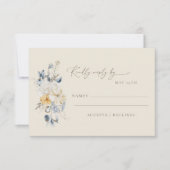Cartons Réponse Simple Blue Yellow Floral Minimalist Wedding (Devant)