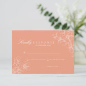 Cartons Réponse Simple Boho Chic Coral Mariage Floral (Debout devant)