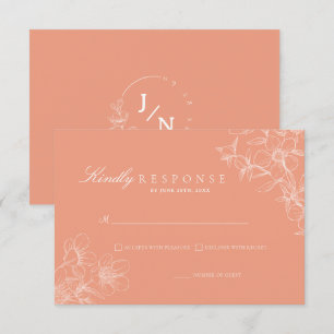 Cartons Réponse Simple Boho Chic Coral Mariage Floral