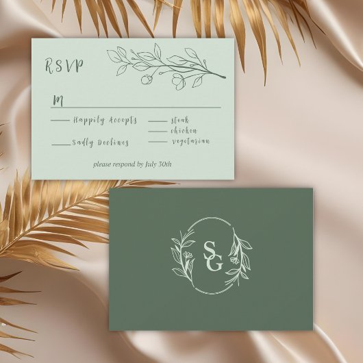 Cartons Réponse Simple Boho Floral Sage Vert