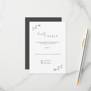 Cartons Réponse Simple botanique chic moderne minimaliste Mariage
