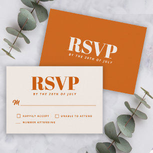 Cartons Réponse Simple Burnt Orange moderne minimaliste mariage RS