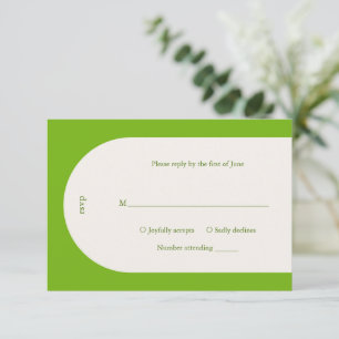 Cartons Réponse Simple Chartreuse Monogramme Arche Mariage moderne