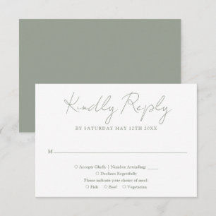 Cartons Réponse Simple Chic Sage Green Élégant Mariage de script