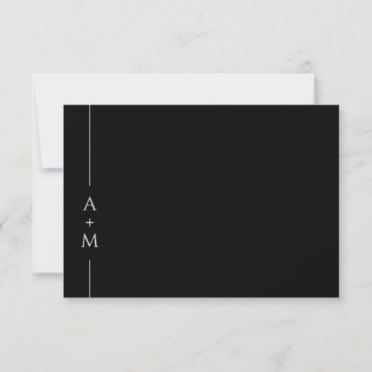 Cartons Réponse Simple classique noir élégant Monogramme mariage R (Dos)