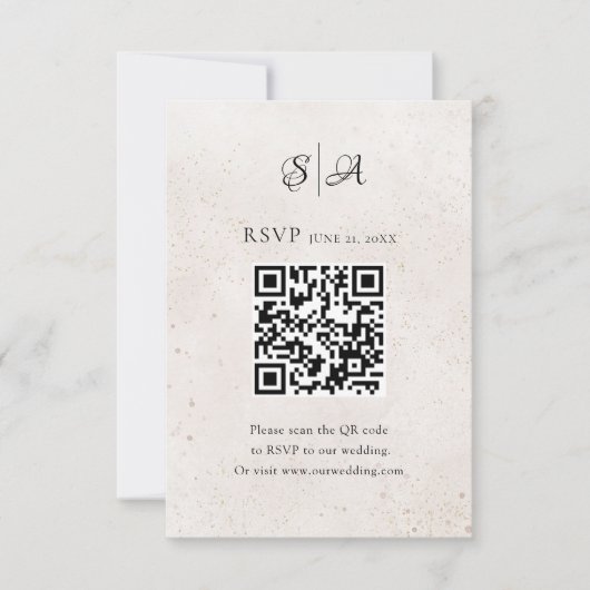 Cartons Réponse Simple Code QR Monogramme Mariage (Devant)
