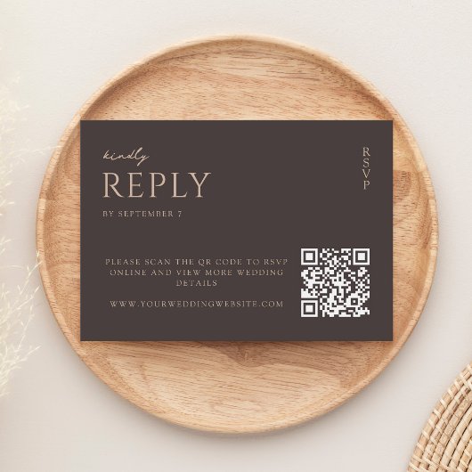 Cartons Réponse Simple Dark Brown Modern Chic Wedding