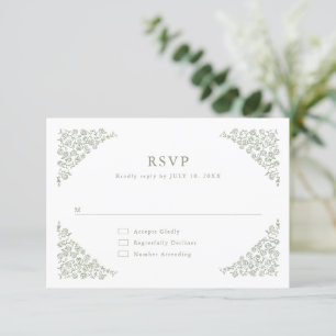 Cartons Réponse Simple Delicate Floral Timeless Sage Mariage vert