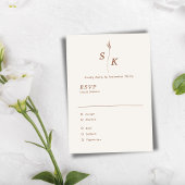 Cartons Réponse Simple Elegance Feuille Monogram Mariage chic