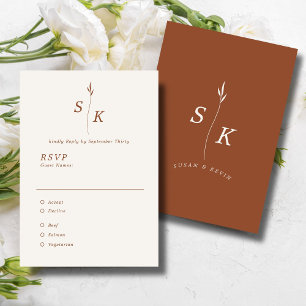 Cartons Réponse Simple Elegance Feuille Monogram Mariage chic
