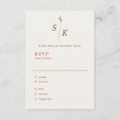 Cartons Réponse Simple Elegance Feuille Monogram Mariage chic (Devant)