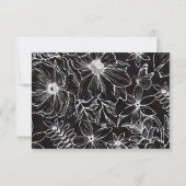 Cartons Réponse Simple Elegant Black White Floral QR Code Wedding (Dos)