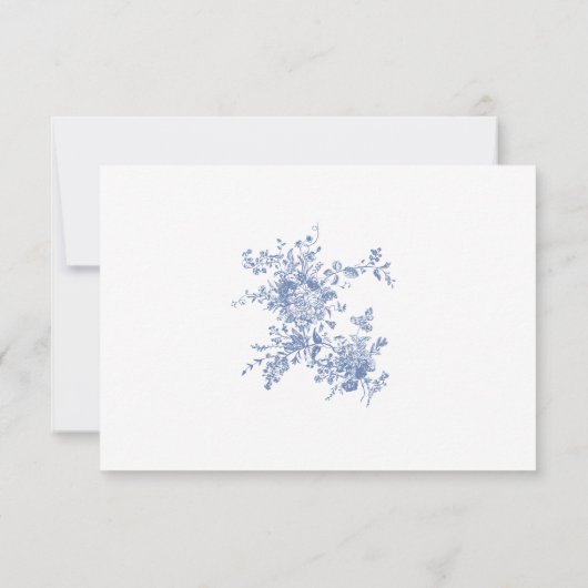 Cartons Réponse Simple Elégant Bleu Français Jardin Mariage Code Q (Dos)