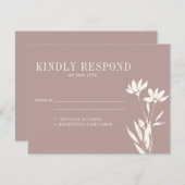 Cartons Réponse Simple Elégant Botanique Dusty Mauve Mariage ivoir (Devant / Derrière)