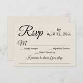 Cartons Réponse Simple Elegant Cream Chanson Demande de mariage RS (Devant / Derrière)