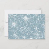 Cartons Réponse Simple Elegant Dusty Blue Floral QR Code Wedding (Dos)