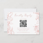 Cartons Réponse Simple Elegant Dusty Pink Floral QR Code Wedding (Devant)