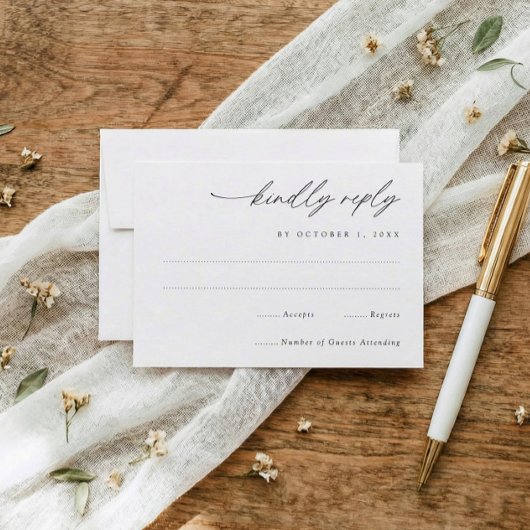 Cartons Réponse Simple Elegant Handwriting Wedding