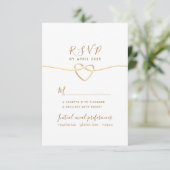 Cartons Réponse Simple Élégant Mariage en Or (Debout devant)