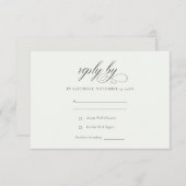 Cartons Réponse Simple Élégant Mariage Noir & Blanc Script (Devant / Derrière)