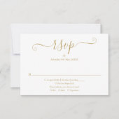 Cartons Réponse Simple Élégant Mariage Script Or (Devant)