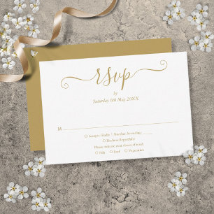 Cartons Réponse Simple Élégant Mariage Script Or