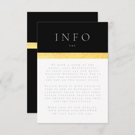 Cartons Réponse Simple Elégant Moderne Deux Tons Golden Info (Devant / Derrière)