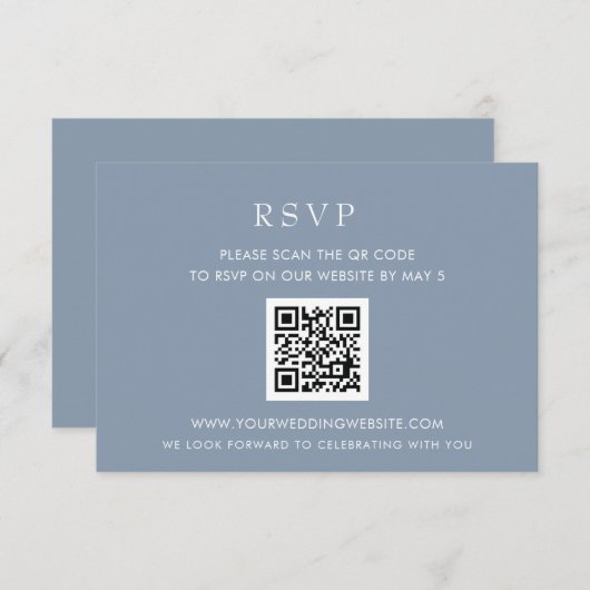 Cartons Réponse Simple élégant moderne Dusty Mariage QR CODE (Devant / Derrière)
