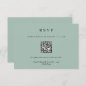 Cartons Réponse Simple Elegant Moderne Sage Vert Mariage QR Code (Devant / Derrière)