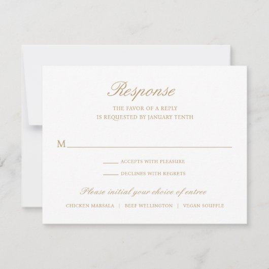 Cartons Réponse Simple Elegant Or Formel Mariage traditionnel (Devant)