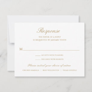 Cartons Réponse Simple Elegant Or Formel Mariage traditionnel
