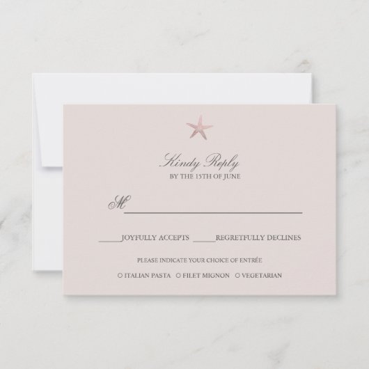 Cartons Réponse Simple Elegant Rose Gold Foil Starfish option de m (Devant)