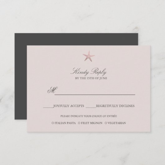 Cartons Réponse Simple Elegant Rose Gold Foil Starfish option de m (Devant / Derrière)