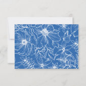 Cartons Réponse Simple Elegant Royal Blue Floral QR Code Wedding (Dos)