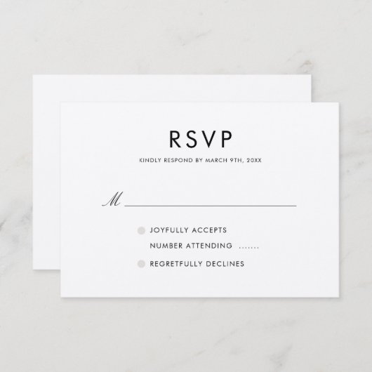 Cartons Réponse Simple Elegant Rustique Brown Mariage Kraft (Devant / Derrière)