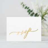 Cartons Réponse Simple élégant script de calligraphie or mariage (Debout devant)