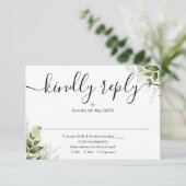 Cartons Réponse Simple Élégant Script Feuillage Mariage (Debout devant)
