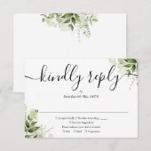 Cartons Réponse Simple Élégant Script Feuillage Mariage (Devant / Derrière)