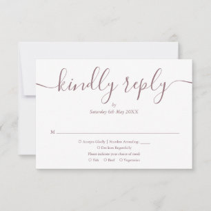Cartons Réponse Simple Élégant Script Mauve Photo Mariage