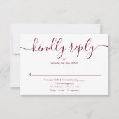Cartons Réponse Simple Élégant Script Photo Mariage Burgundy (Devant)