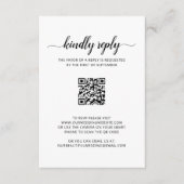 Cartons Réponse Simple élégant script photo QR Code Mariage (Devant)