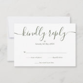 Cartons Réponse Simple Élégant Script Vert olive (Devant)