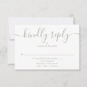 Cartons Réponse Simple Élégant Script Vert Sage Mariage (Devant)